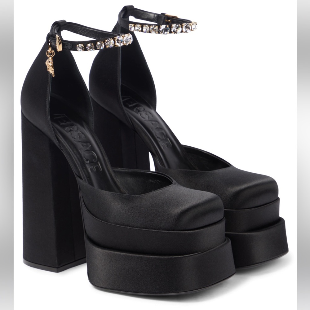 Versace Medusa Satin Platform Heels